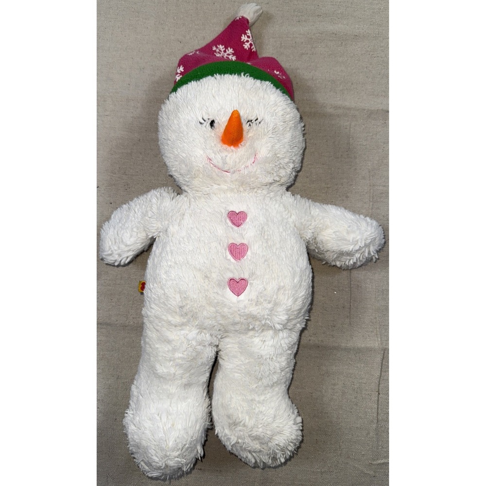 Build A Bear Snowgirl Snowman Plush 2012 Pink Hearts Hat Retired